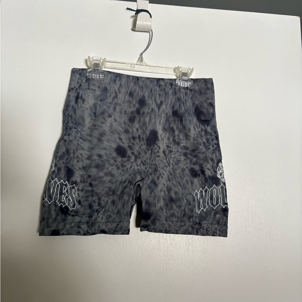 Darc Sport Black Gray Tie-Dye Athletic Shorts